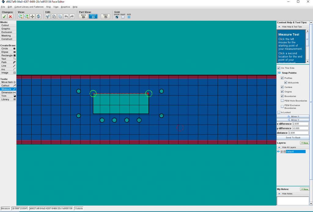 An example of using the Measure Tool in Protocase Designer