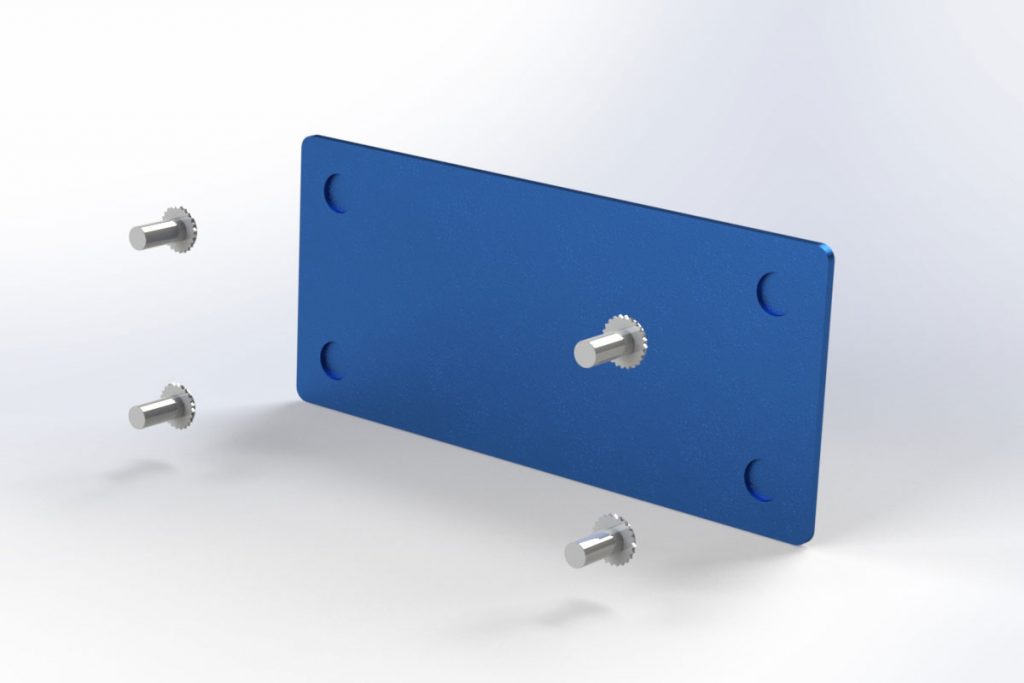 CAD render of concealed-head fasteners being installed in a panel