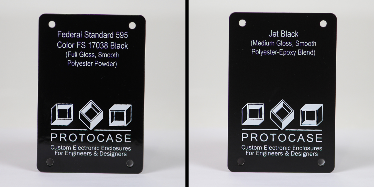 Comparison between Federal Standard 595 Color FS 17038 Black and RAL 9005 Jet Black