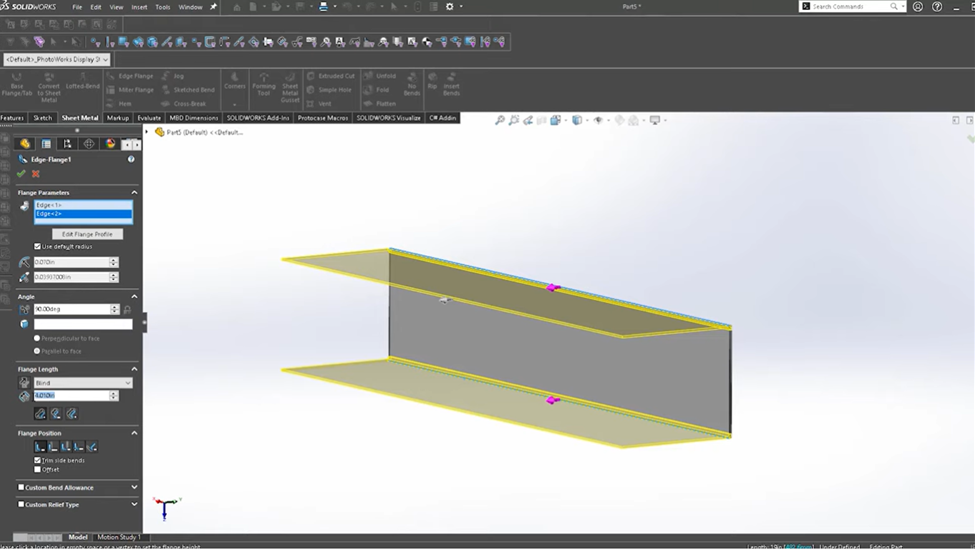 Angle bend design on CAD software - an option for adding strength to sheet metal parts