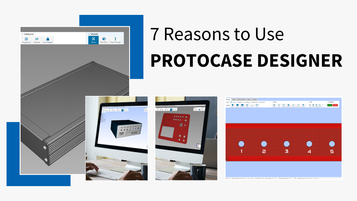 Image with various screenshots from Protocase Designer