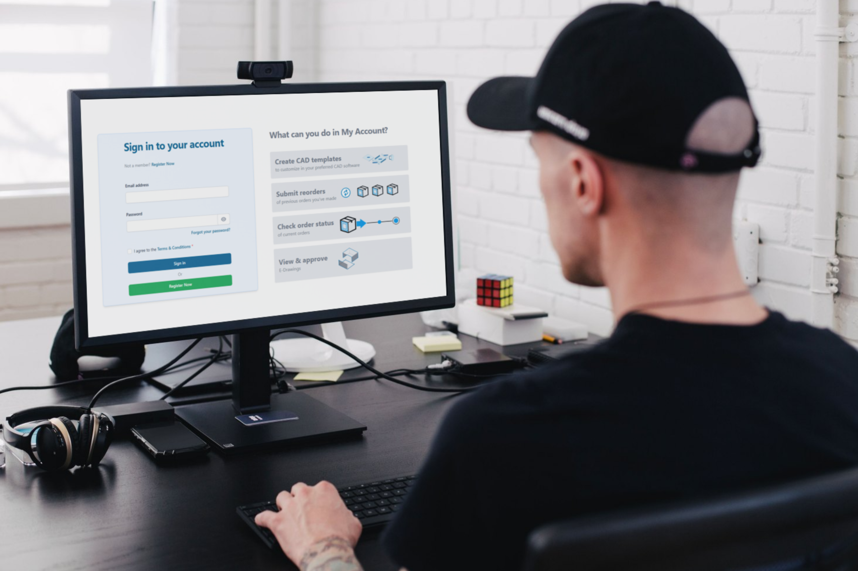 A person using My Account on a computer