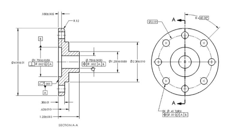 drawing with gd&t applied