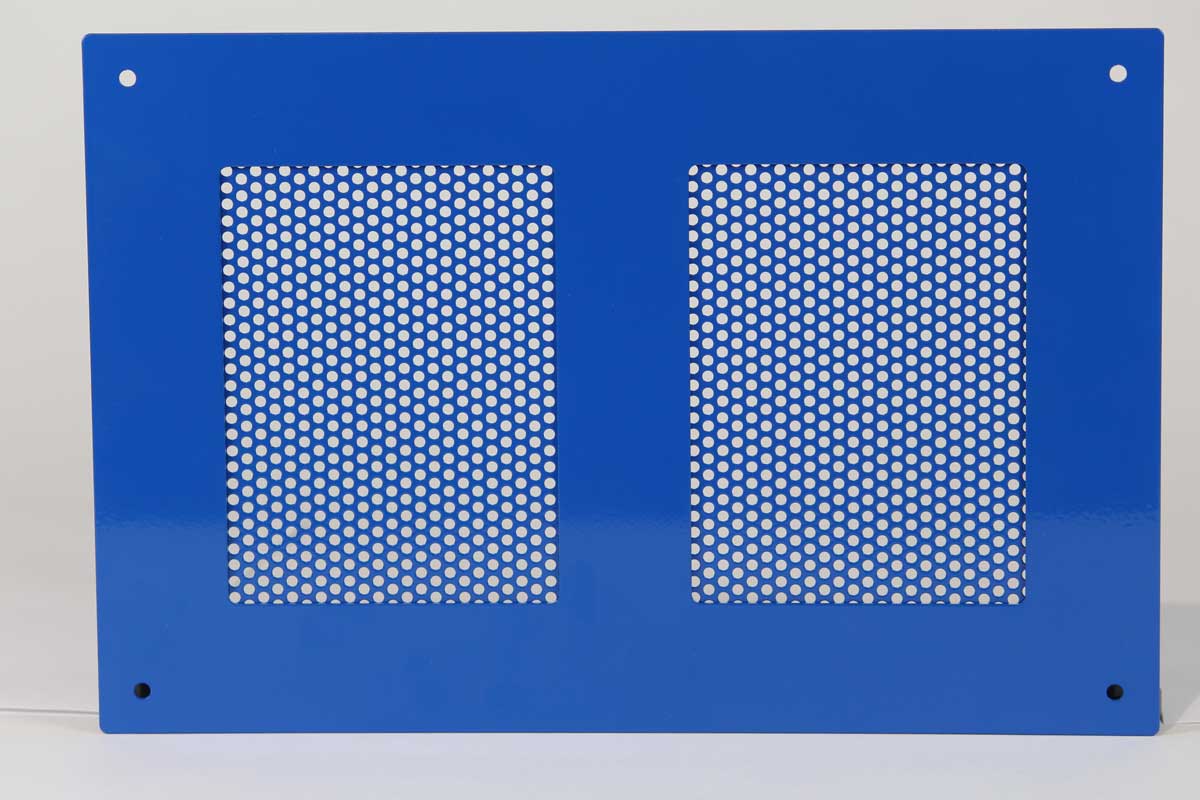 Perforated Aluminum Sheet Metal with High Gloss Traffic Blue Powdercoat