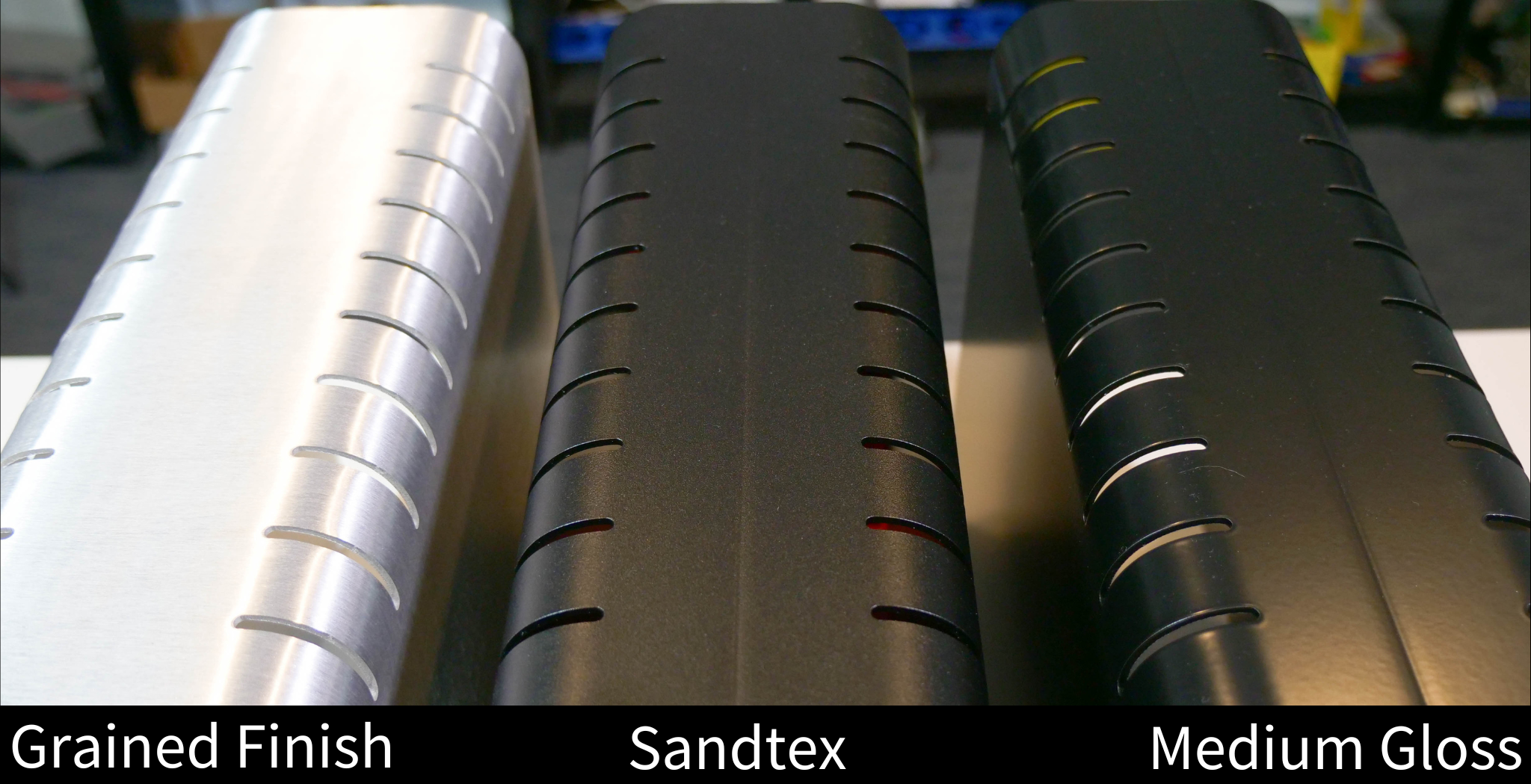 Side by Side Comparison of W Bend Samples in Different Finishes_Alternate
